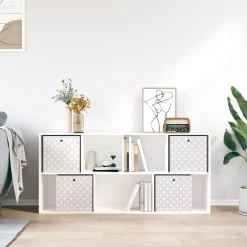 vidaXL Opbergboxen 4 st inklapbaar 32x32x32 cm ongeweven stof crème