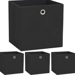 vidaXL Opbergboxen 4 st 32x32x32 cm nonwoven stof zwart