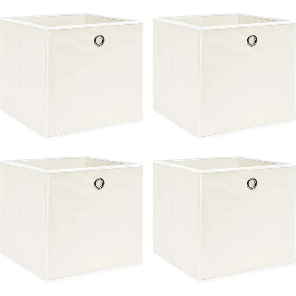 vidaXL Opbergboxen 4 st 32x32x32 cm stof wit