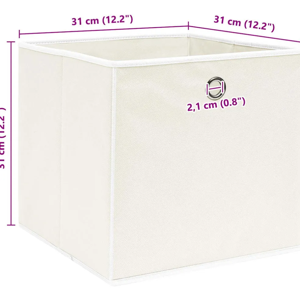 vidaXL Opbergboxen 4 st 32x32x32 cm stof wit