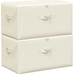 vidaXL Opbergboxen 2 st 43x34x23 cm stof crèmekleurig