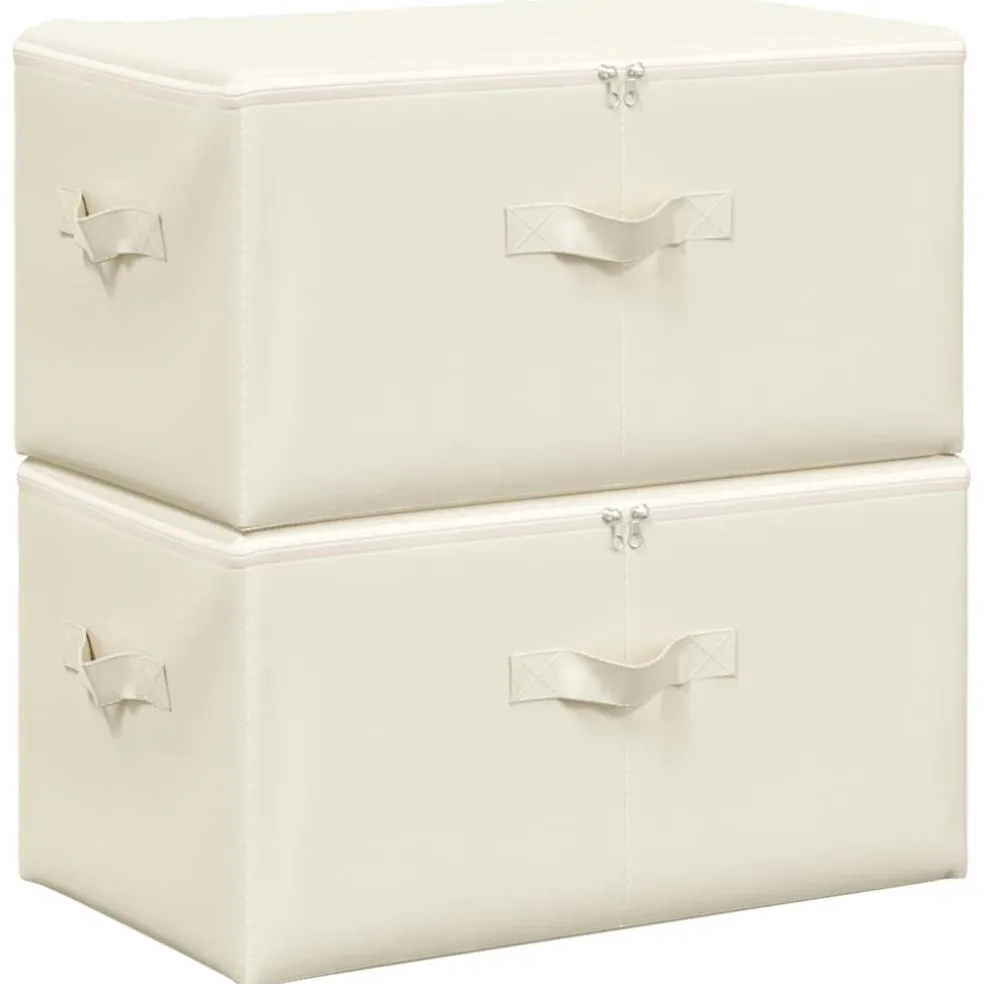vidaXL Opbergboxen 2 st 43x34x23 cm stof crèmekleurig