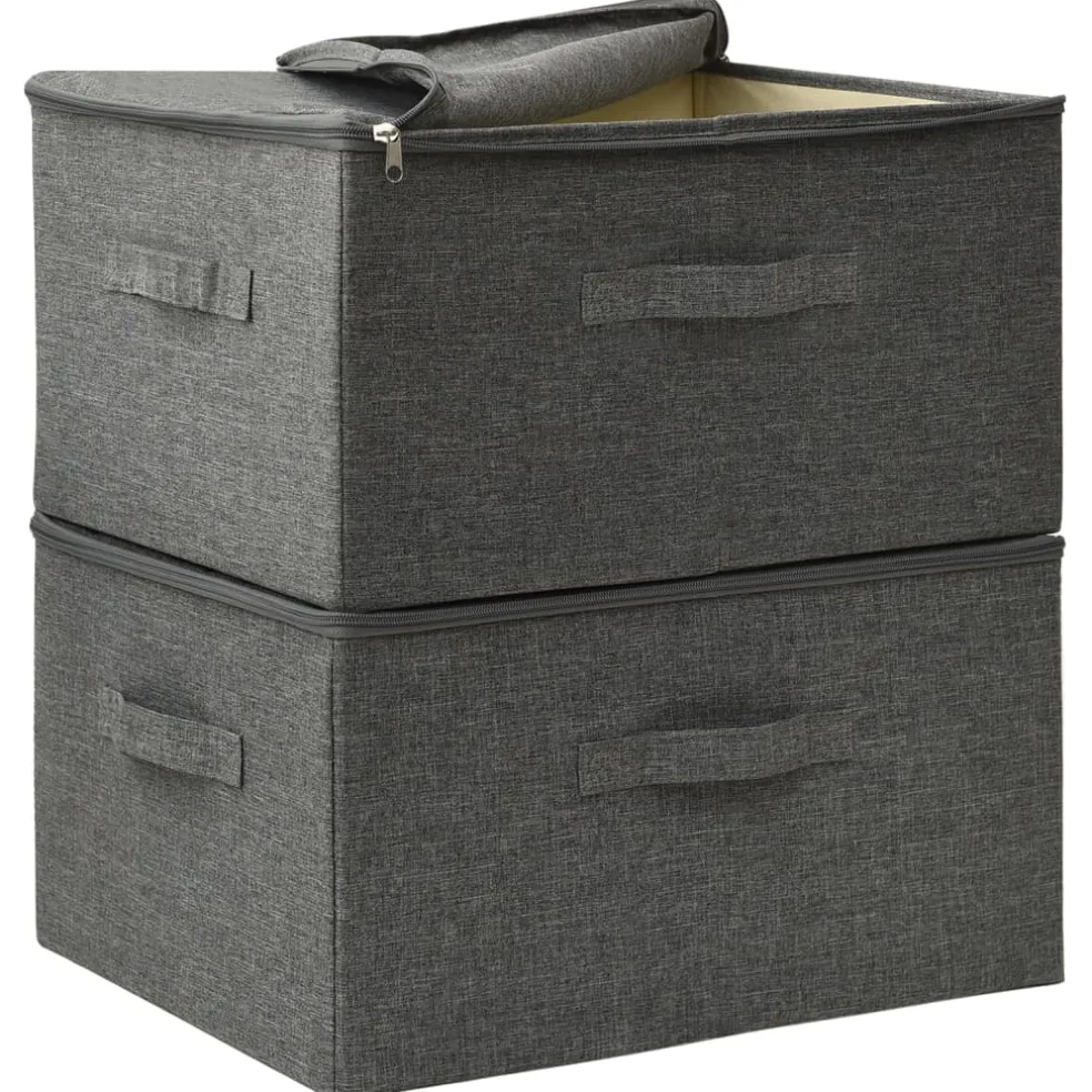vidaXL Opbergboxen 2 st 43x34x23 cm stof antracietkleurig