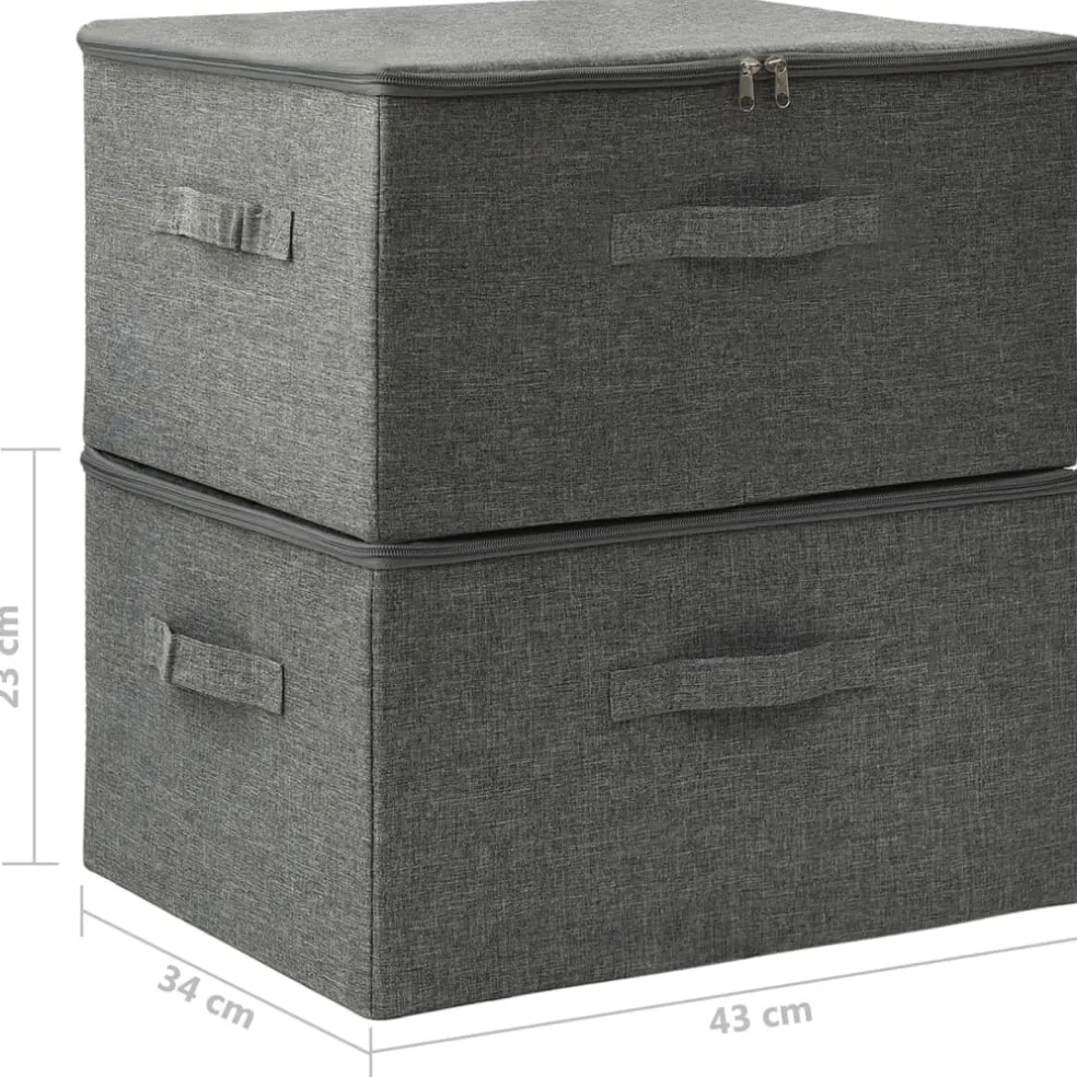 vidaXL Opbergboxen 2 st 43x34x23 cm stof antracietkleurig