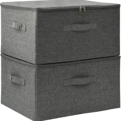 vidaXL Opbergboxen 2 st 43x34x23 cm stof antracietkleurig