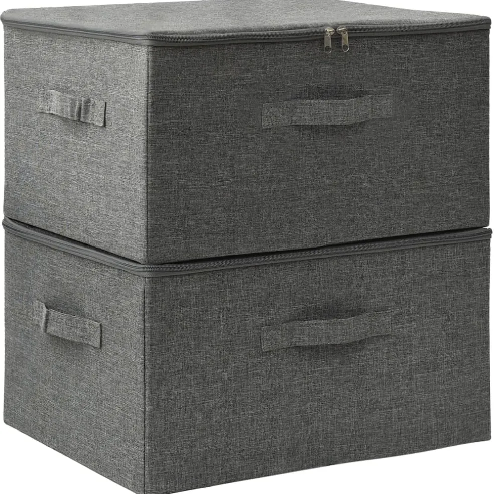 vidaXL Opbergboxen 2 st 43x34x23 cm stof antracietkleurig