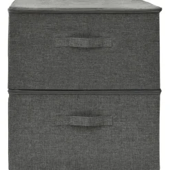 vidaXL Opbergboxen 2 st 43x34x23 cm stof antracietkleurig