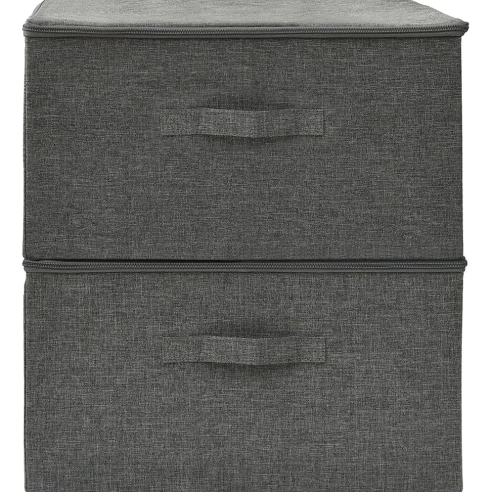 vidaXL Opbergboxen 2 st 43x34x23 cm stof antracietkleurig
