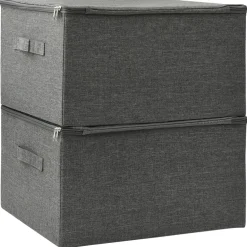 vidaXL Opbergboxen 2 st 43x34x23 cm stof antracietkleurig