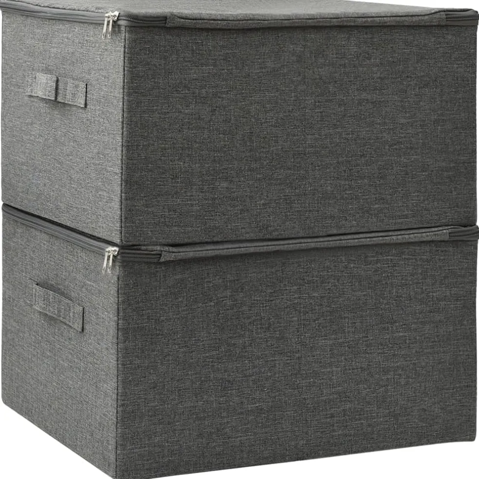 vidaXL Opbergboxen 2 st 43x34x23 cm stof antracietkleurig