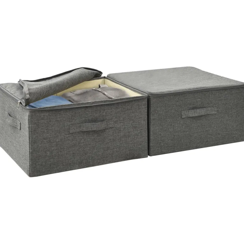 vidaXL Opbergboxen 2 st 43x34x23 cm stof antracietkleurig