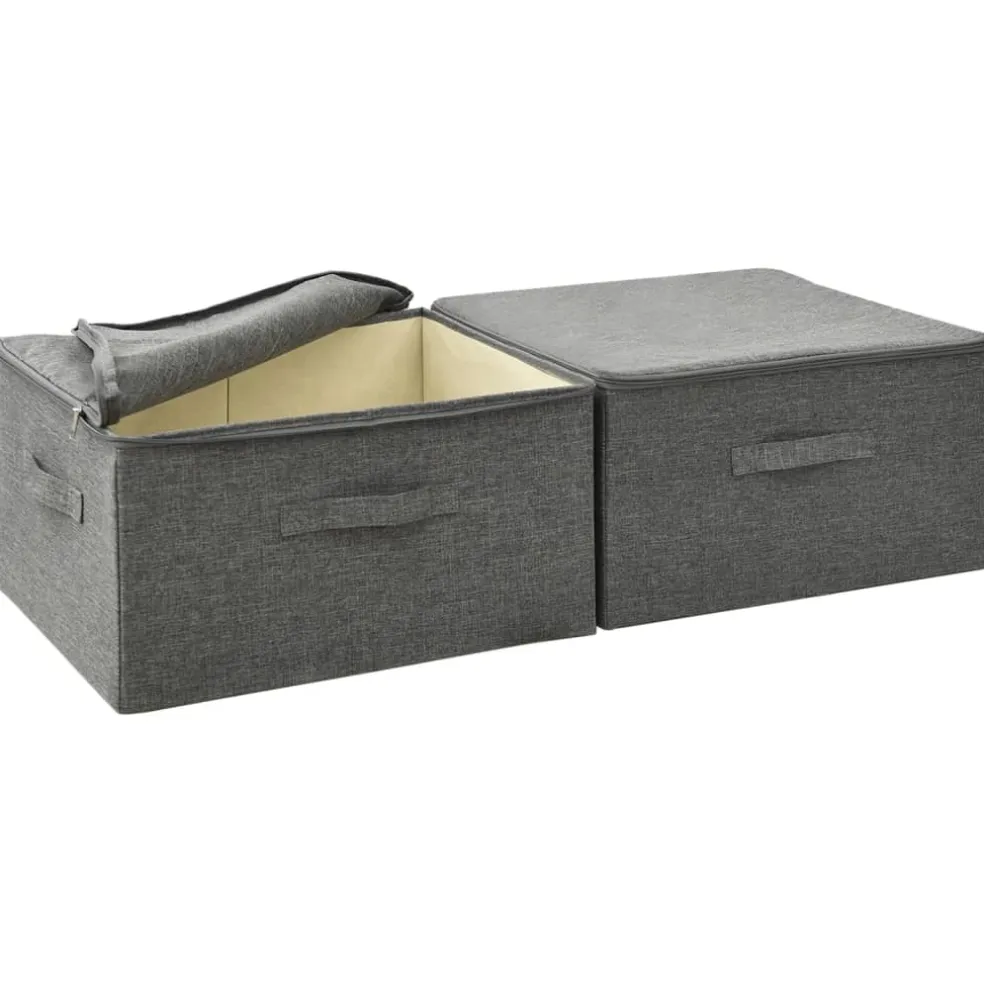 vidaXL Opbergboxen 2 st 43x34x23 cm stof antracietkleurig