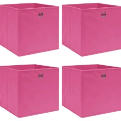 vidaXL Opbergboxen 4 st 32x32x32 cm stof roze