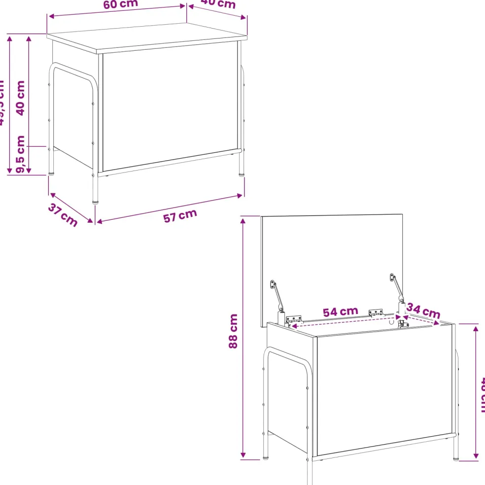 vidaXL Opbergbox Gerookt eiken 80 x 40 x 49,5 cm Bewerkt hout
