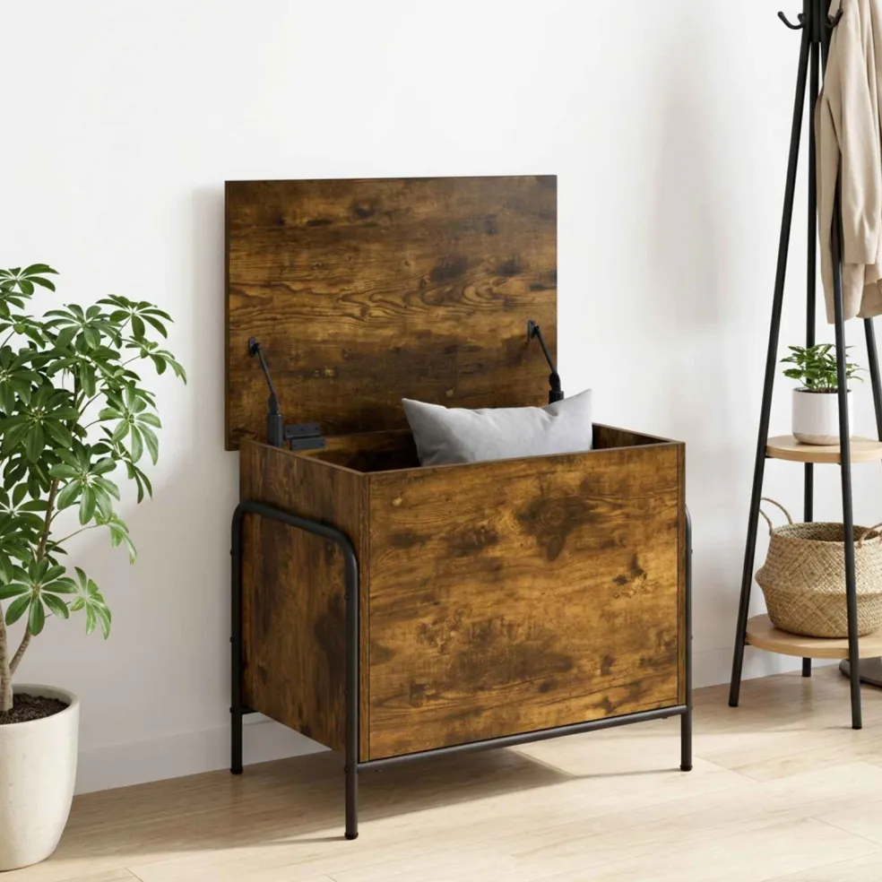 vidaXL Opbergbox Gerookt eiken 80 x 40 x 49,5 cm Bewerkt hout
