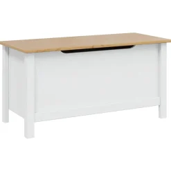 vidaXL Opbergbox HILL Wit en honingbruin 90 x 40 x 45 cm