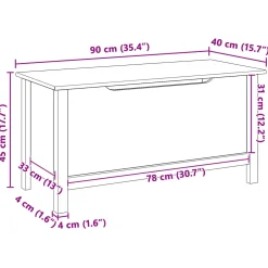 vidaXL Opbergbox HILL Wit en honingbruin 90 x 40 x 45 cm