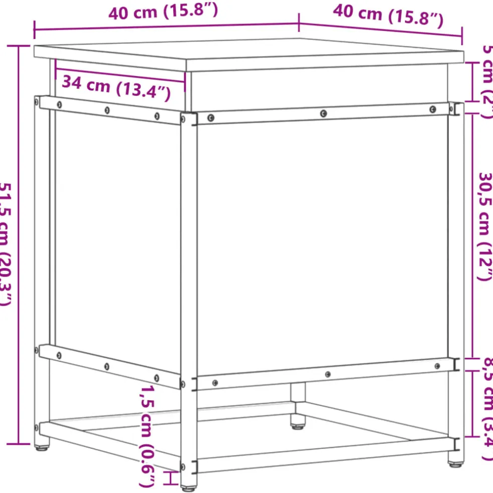 vidaXL Opbergbox met deksel 40x40x51,5 cm bewerkt hout grijs sonoma
