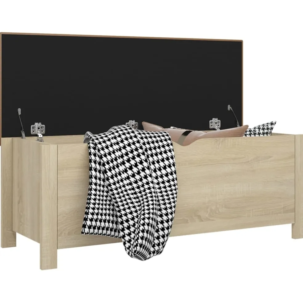 vidaXL Opbergbox met kussen 105x40x45cm bewerkt hout sonoma eikenkleur