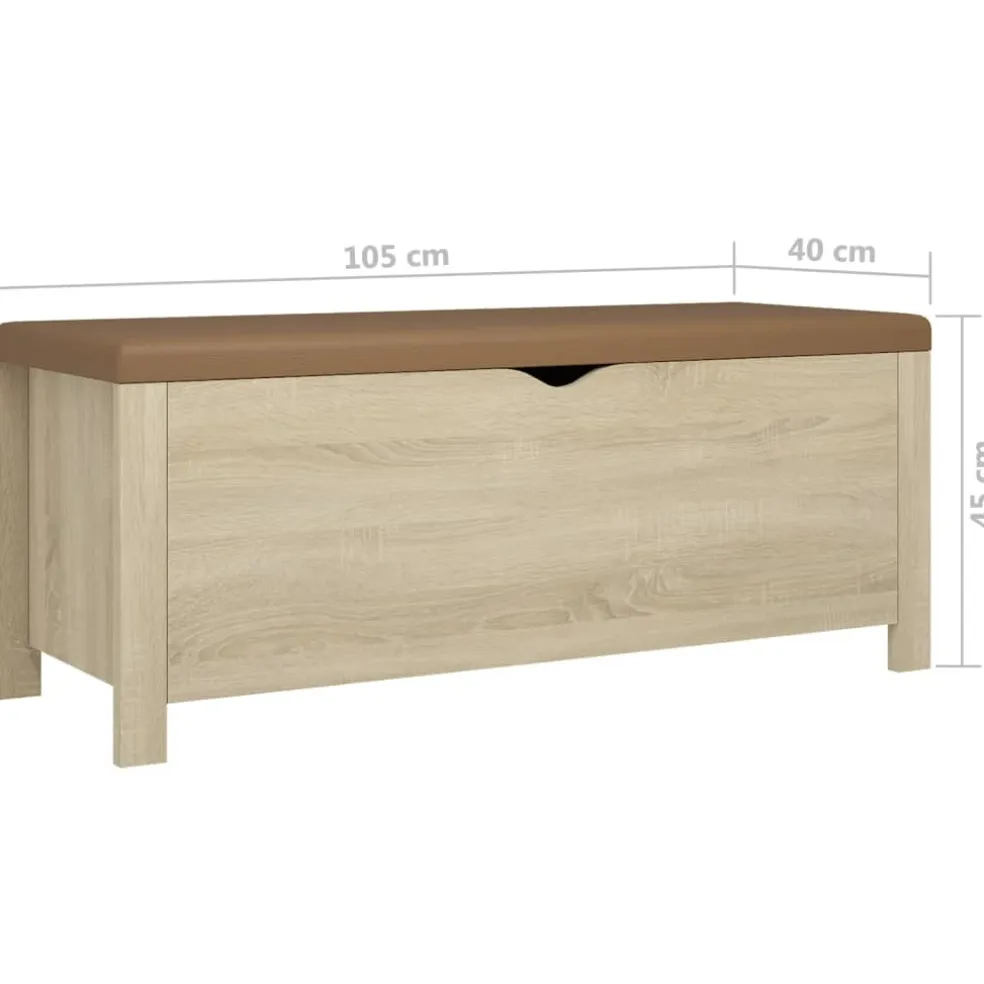 vidaXL Opbergbox met kussen 105x40x45cm bewerkt hout sonoma eikenkleur
