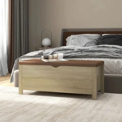 vidaXL Opbergbox met kussen 105x40x45cm bewerkt hout sonoma eikenkleur