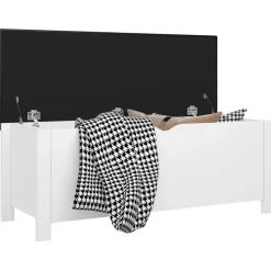 vidaXL Opbergbox met kussen 105x40x45 cm bewerkt hout wit