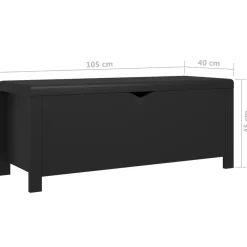 vidaXL Opbergbox met kussen 105x40x45 cm bewerkt hout zwart