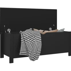 vidaXL Opbergbox met kussen 105x40x45 cm bewerkt hout zwart