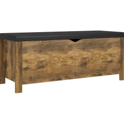 vidaXL Opbergbox met kussen 105x40x45 cm bewerkt hout gerookt eiken