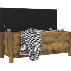 vidaXL Opbergbox met kussen 105x40x45 cm bewerkt hout gerookt eiken