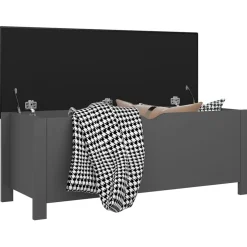 vidaXL Opbergbox met kussen 105x40x45 cm bewerkt hout grijs