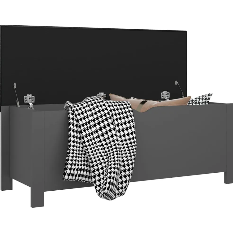 vidaXL Opbergbox met kussen 105x40x45 cm bewerkt hout grijs