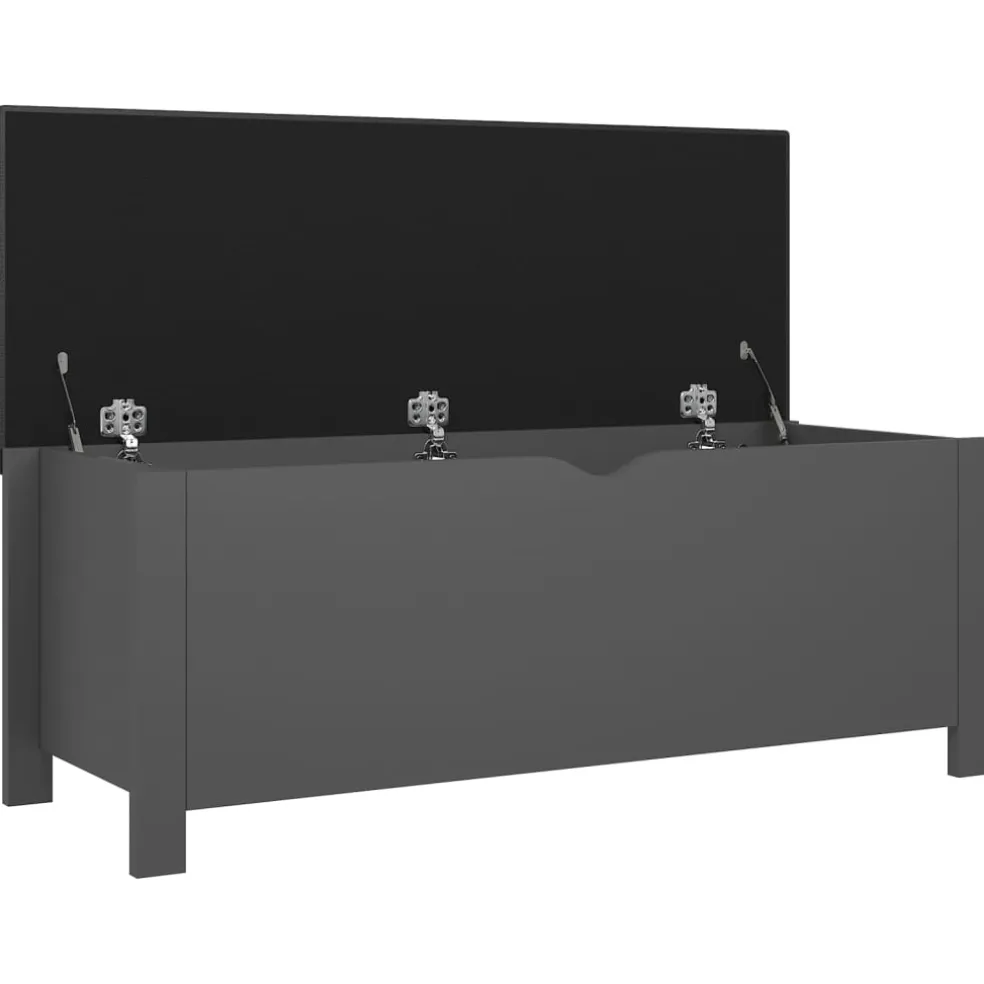 vidaXL Opbergbox met kussen 105x40x45 cm bewerkt hout grijs