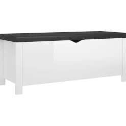 vidaXL Opbergbox met kussen 105x40x45 cm bewerkt hout hoogglans wit