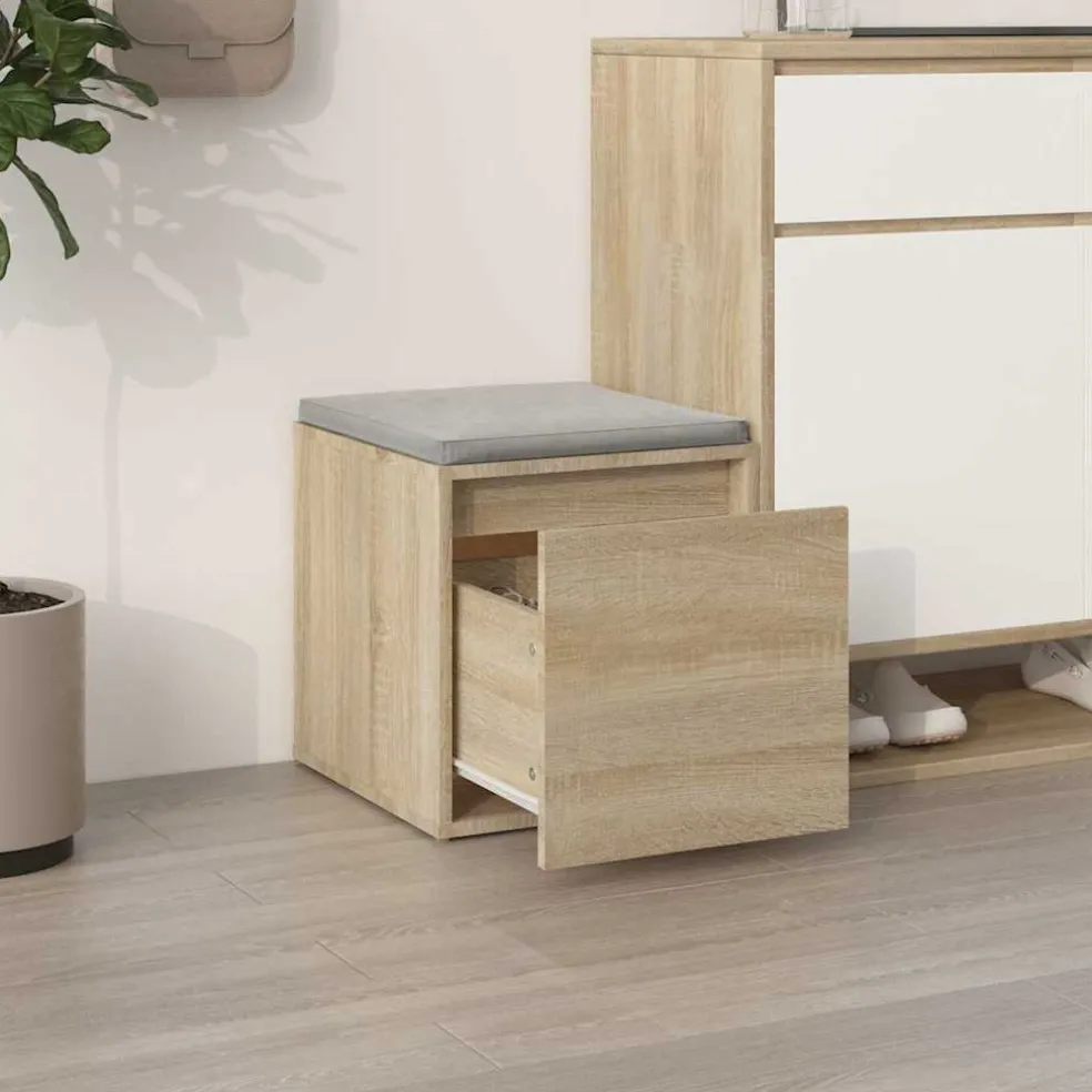 vidaXL Opbergbox met lade 40,5x40x40 cm bewerkt hout sonoma eikenkleur