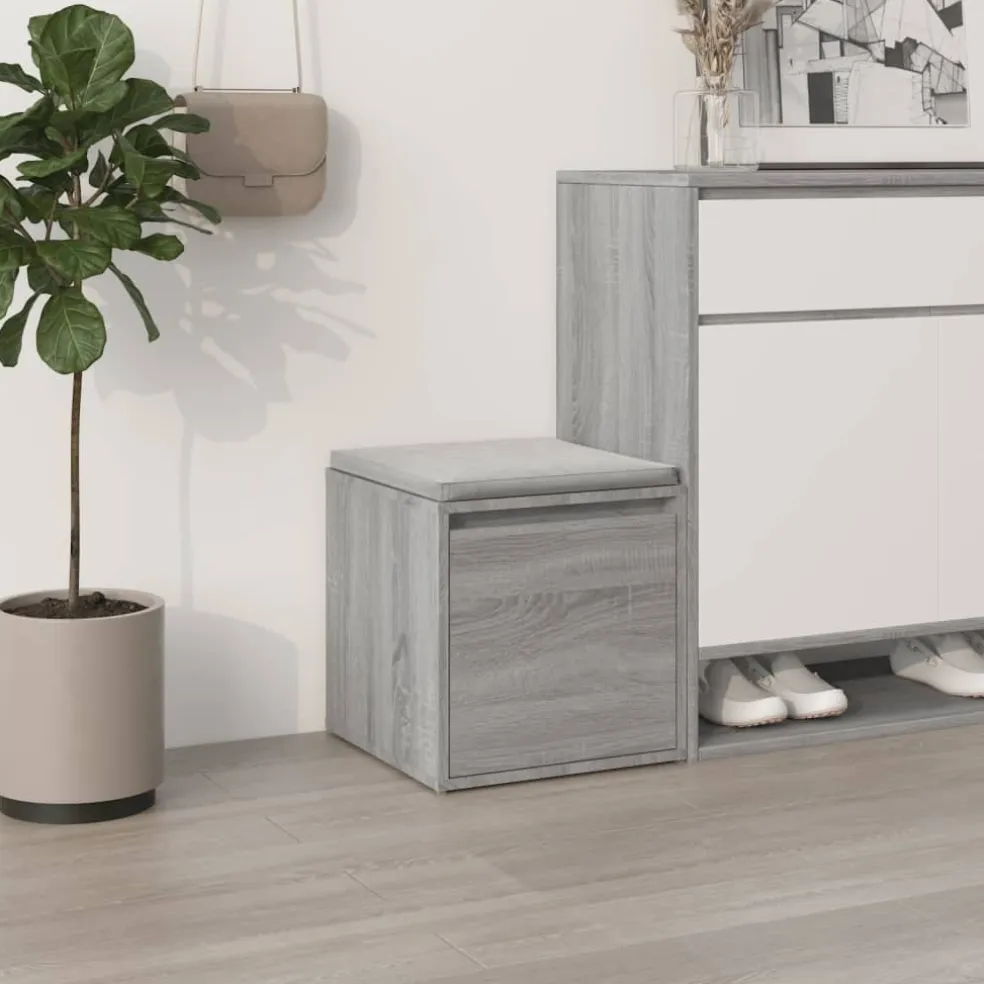 vidaXL Opbergbox met lade 40,5x40x40 cm bewerkt hout grijs sonoma eik