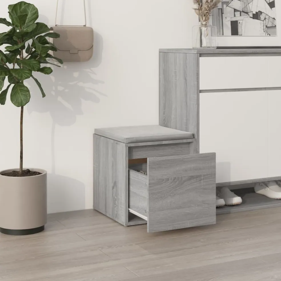 vidaXL Opbergbox met lade 40,5x40x40 cm bewerkt hout grijs sonoma eik