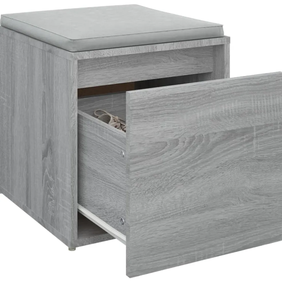 vidaXL Opbergbox met lade 40,5x40x40 cm bewerkt hout grijs sonoma eik