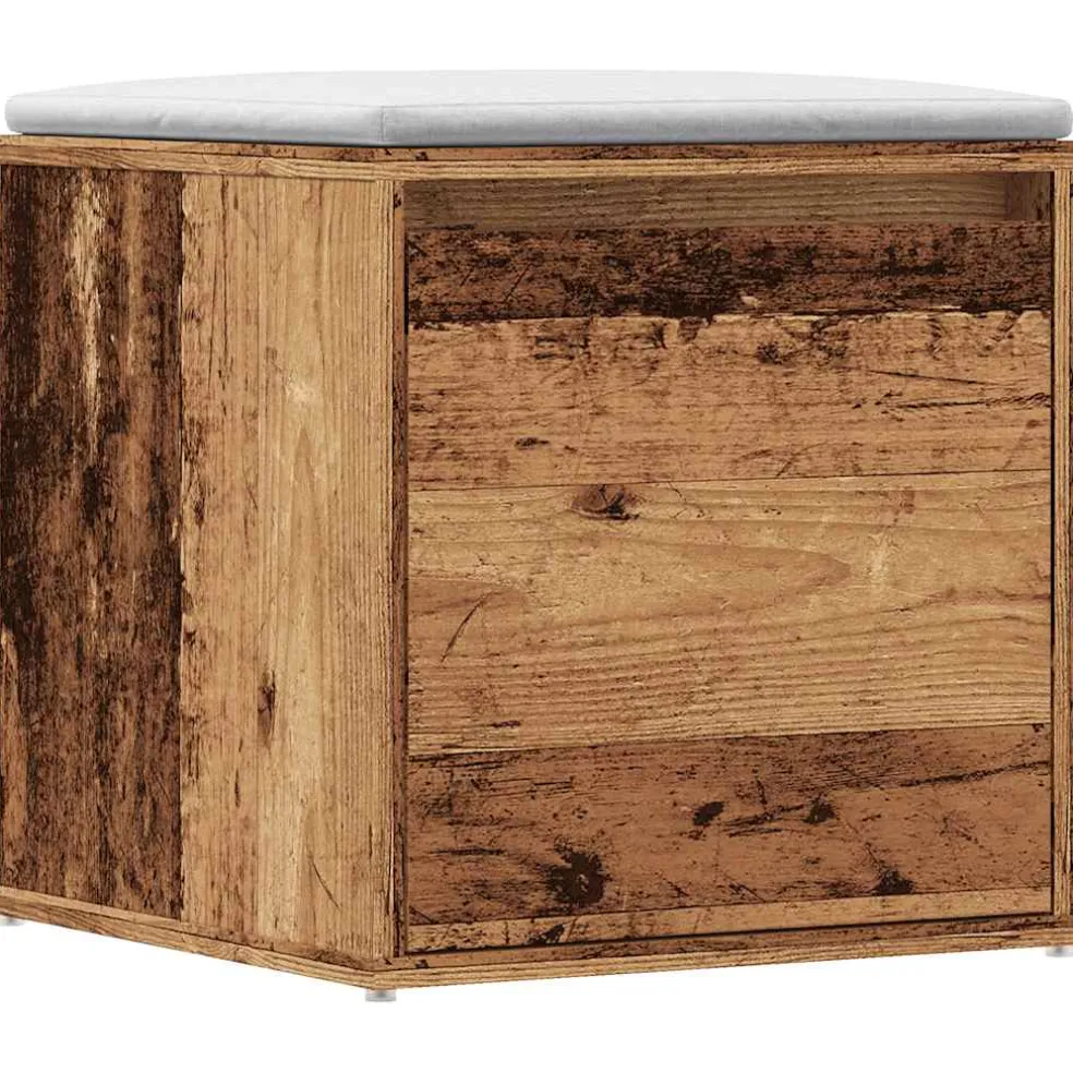 vidaXL Opbergbox met lade 40,5x40x40 cm bewerkt hout oud houtkleurig