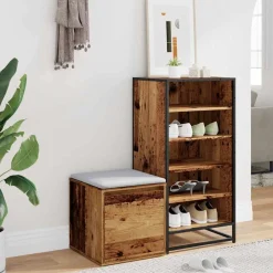 vidaXL Opbergbox met lade 40,5x40x40 cm bewerkt hout oud houtkleurig