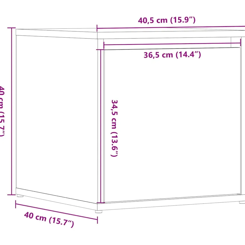 vidaXL Opbergbox met lade 40,5x40x40 cm bewerkt hout oud houtkleurig