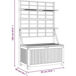 vidaXL Opbergbox met latwerk 99x50x160 cm massief acaciahout