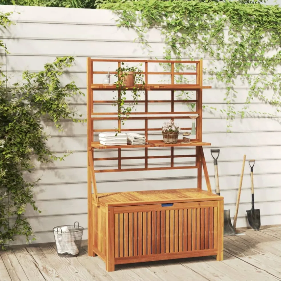 vidaXL Opbergbox met latwerk 99x50x160 cm massief acaciahout