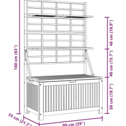 vidaXL Opbergbox met latwerk 99x55x160 cm massief acaciahout