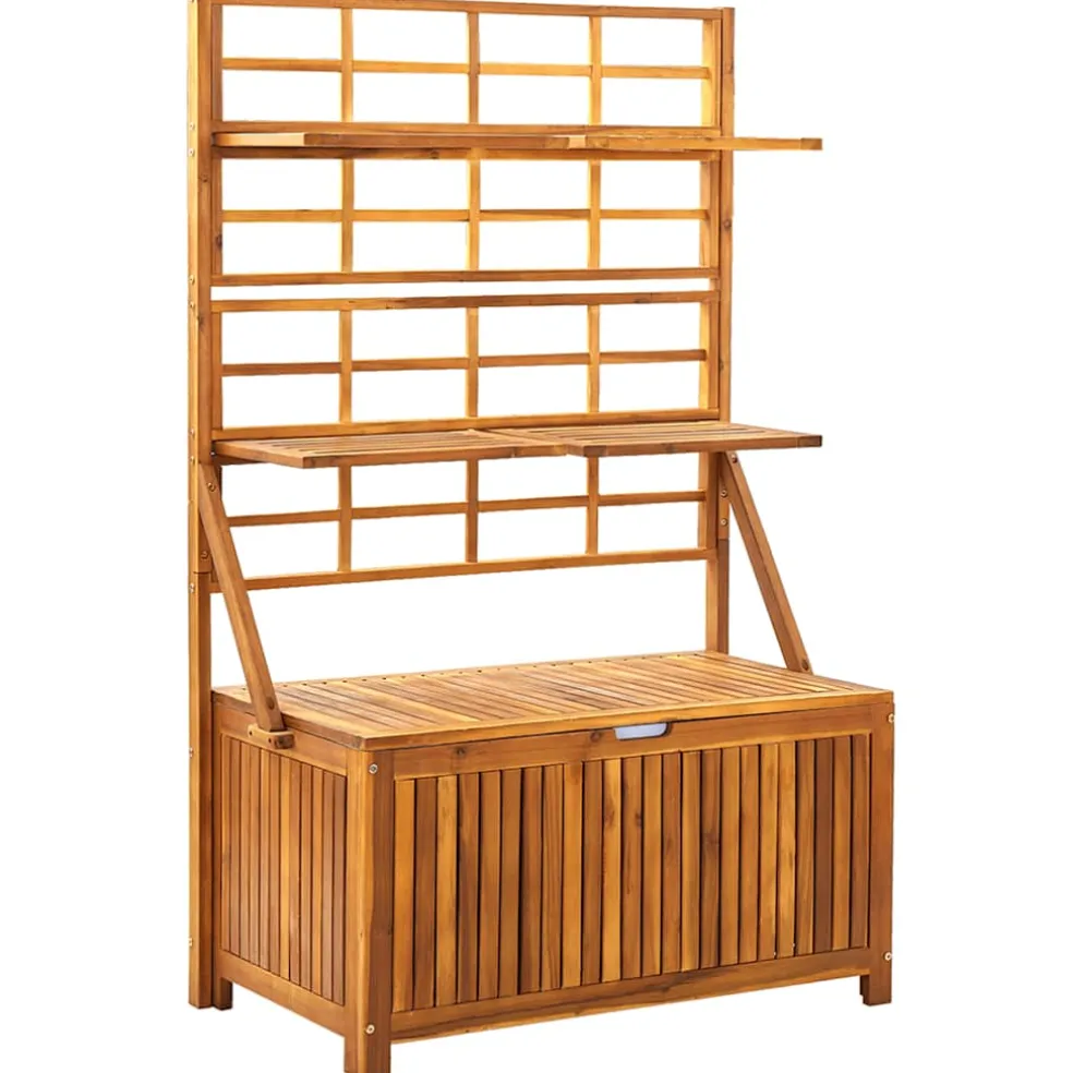 vidaXL Opbergbox met latwerk 99x55x160 cm massief acaciahout
