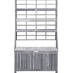 vidaXL Opbergbox met latwerk 99x55x160 cm massief acaciahout grijs