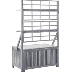 vidaXL Opbergbox met latwerk 99x55x160 cm massief acaciahout grijs