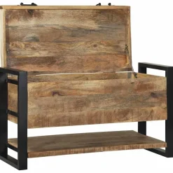 vidaXL Opbergbox met opslag Bruin 80 x 35 x 45 cm Massief mangohout