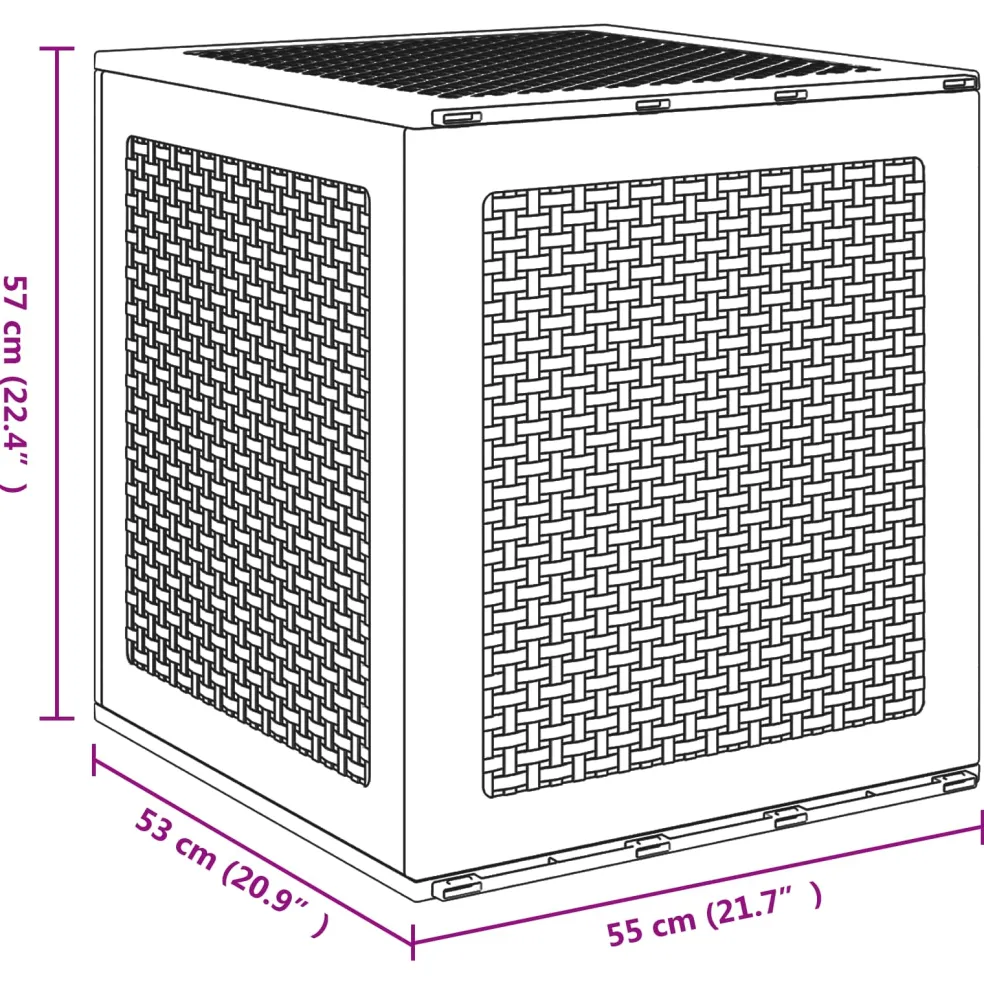 vidaXL Opbergbox met opslag Lichtgrijs 55 x 53 x 57 cm Polypropyleen