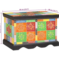 vidaXL Opbergbox Multikleur 60 x 40 x 40 cm Massief mangohout